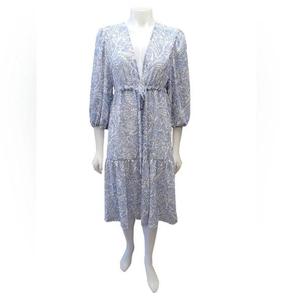 Black Tape Sheer Open Blue With Gold  Dress/Cover Size Medium - Picture 2 of 9